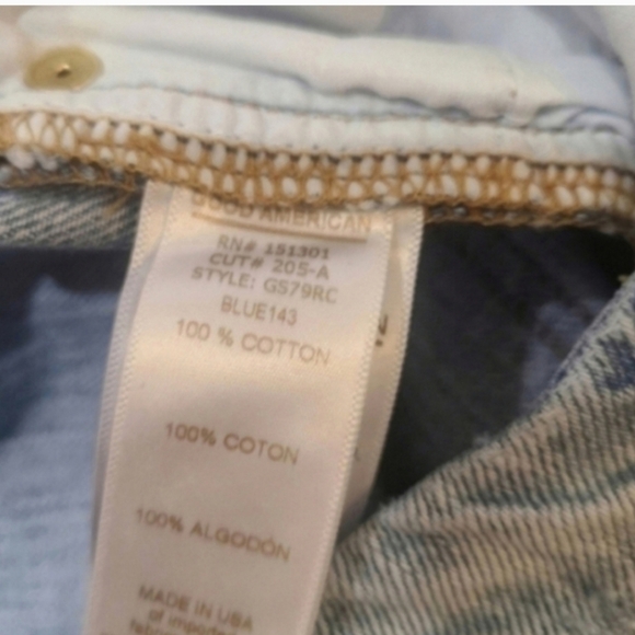 Good American Light Blue Distressed Straight Leg Jeans - Picture 9 of 11